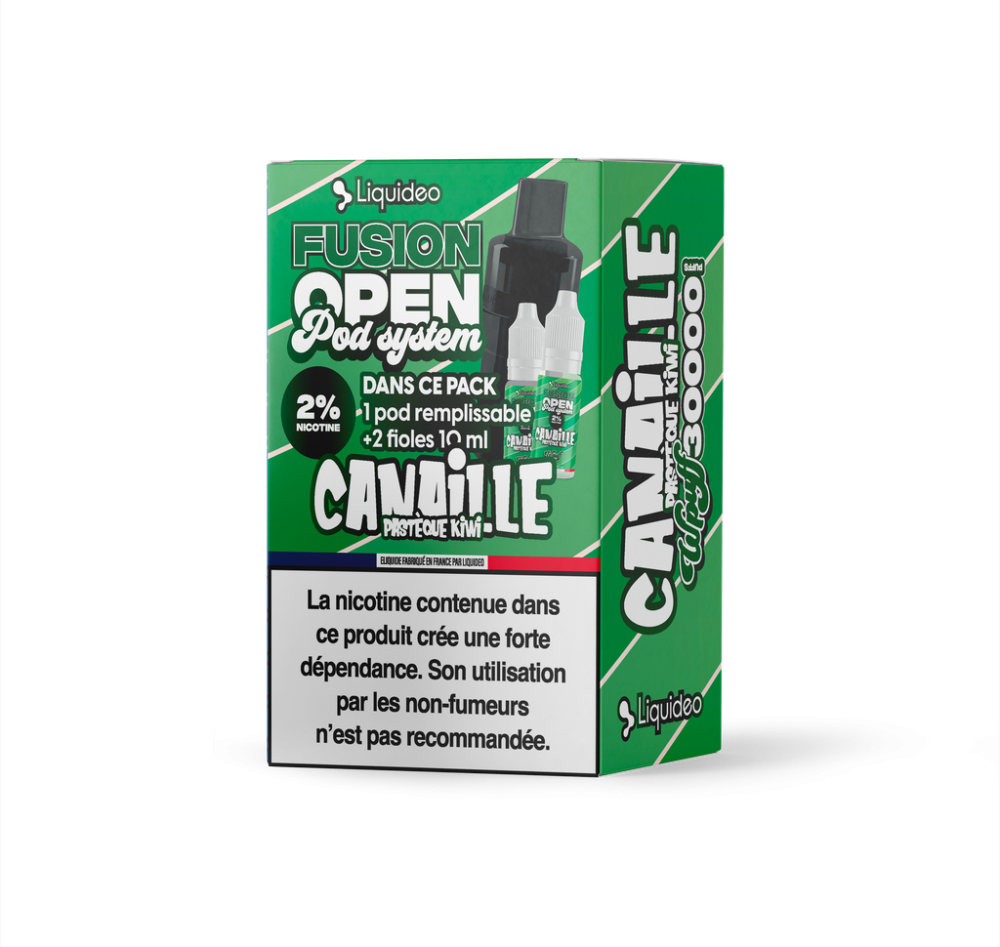 Fusion Open Pod System - Canaille Pastèque kiwi - 1 pod remplissable + 2 fioles 10ml 2% x5