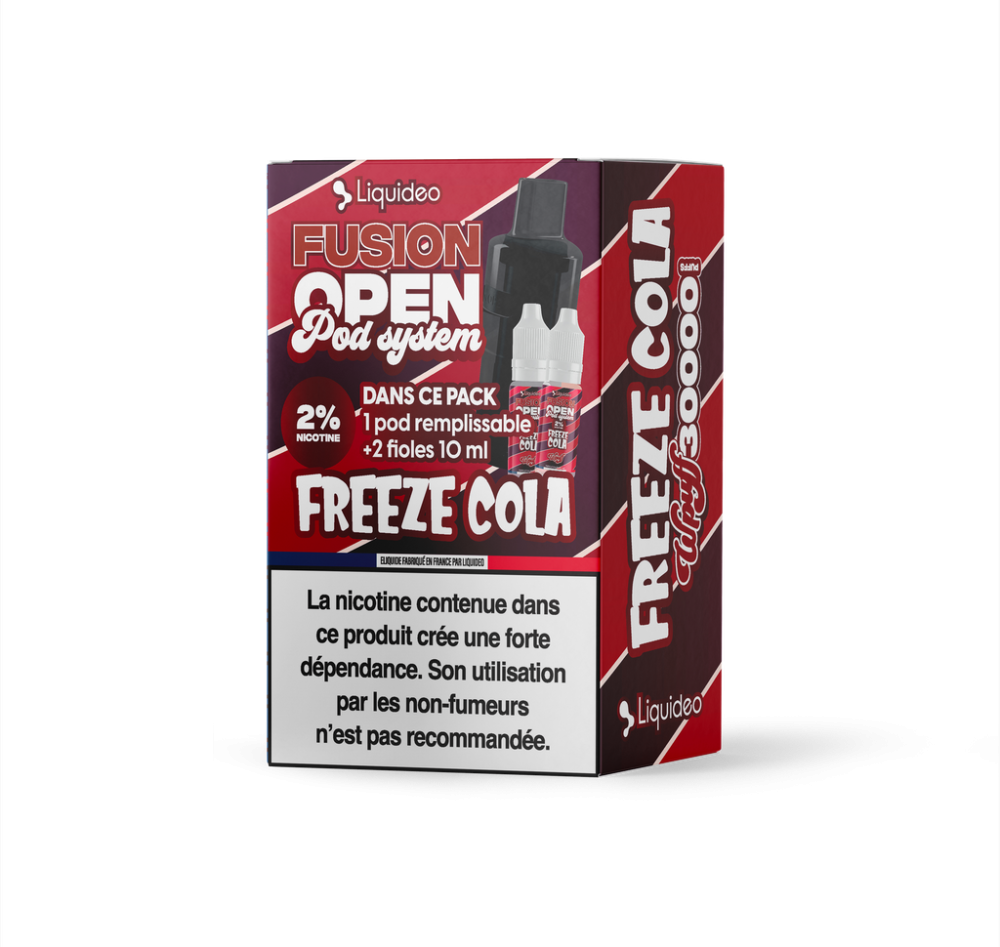 Fusion Open Pod System - Freeze Cola - 1 pod remplissable + 2 fioles 10ml 2% x5