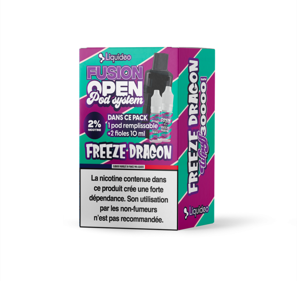 Fusion Open Pod System - Freeze Dragon - 1 pod remplissable + 2 fioles 10ml 2% x5