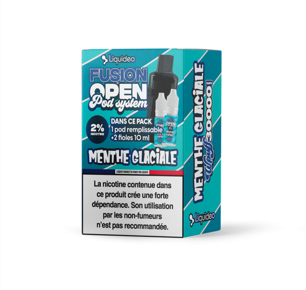 Fusion Open Pod System - Menthe Glaciale - 1 pod remplissable + 2 fioles 10ml 2% x5