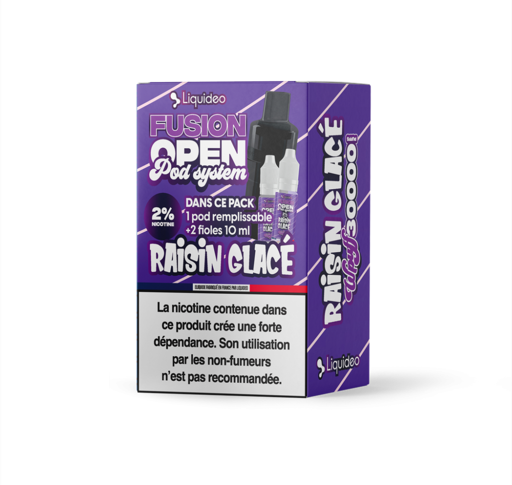 Fusion Open Pod System - Raisin Glacé - 1 pod remplissable + 2 fioles 10ml 2% x5